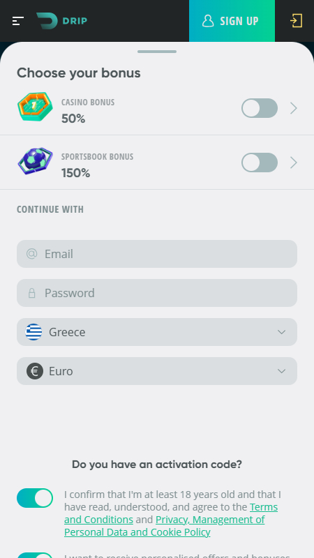 Drip registration Greece