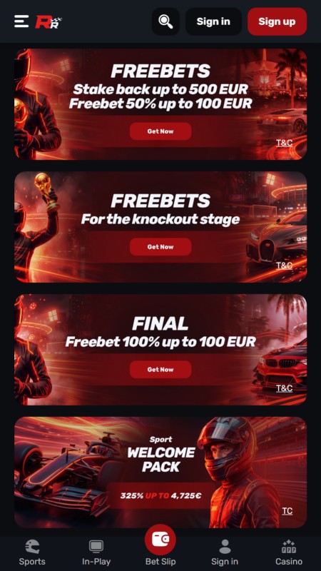Redracer bookmaker bonuses