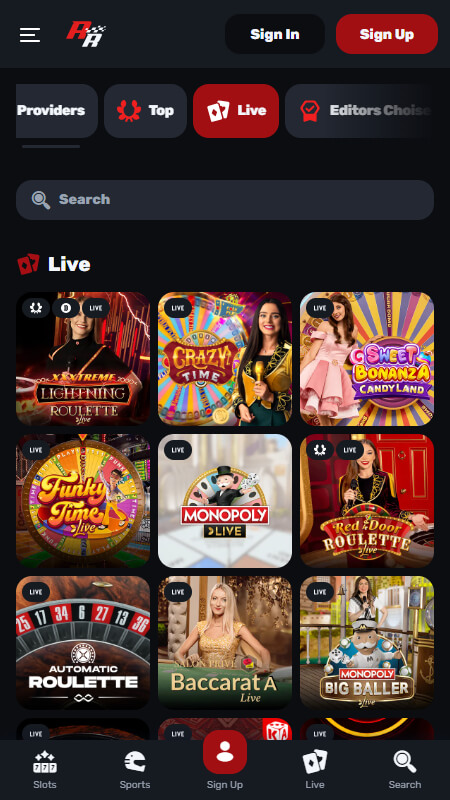 Redracer Live casino