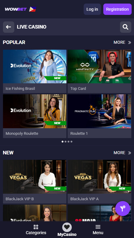 WowBet live casino Philippines