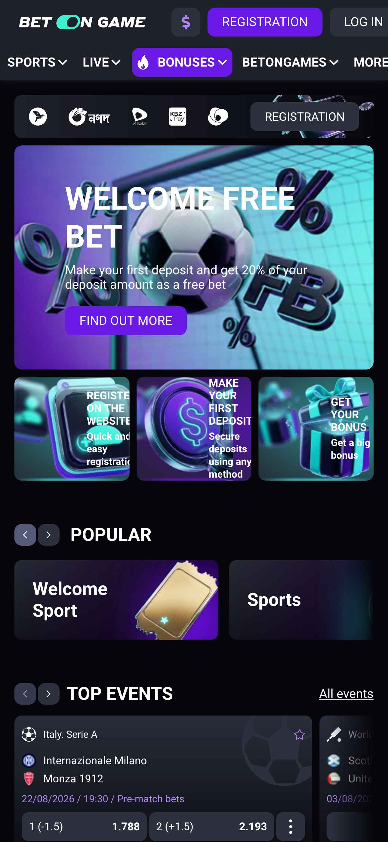 Betongame welcome bonus 